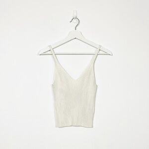 H&M Cream Spaghetti Strap Ribbed Sweater Tank Top